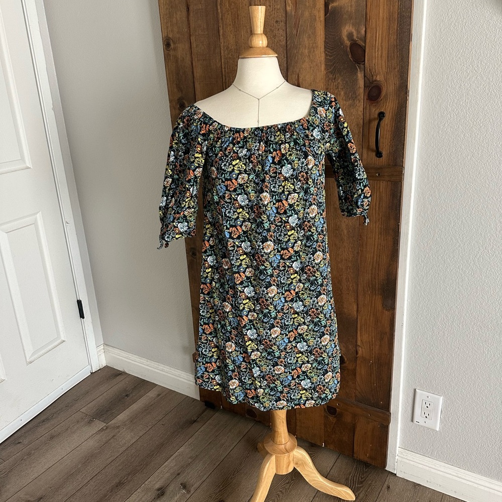 Bobeau Floral Print Off-Shoulder Midi Dress